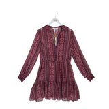 BCBGENERATION NWT$108 PRINT LONG SLEEVE DRESS RED WHITE LARGE