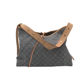 LOUIS VUITTON MONOGRAM DENIM CARRYALL MM LUXE HANDBAG GREY