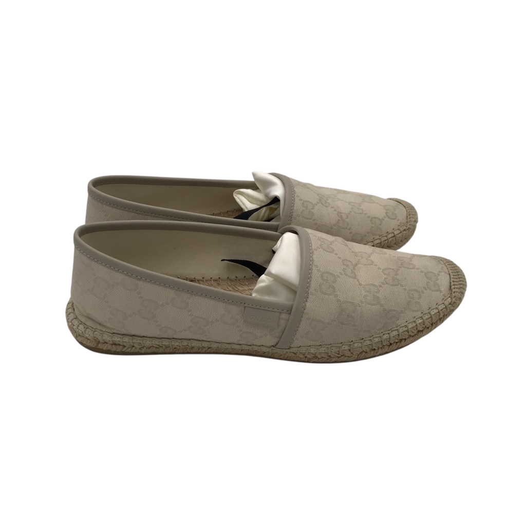 GUCCI GG MONOGRAM CANVAS ESPADRILLES LUXE SHOES TAUPE 39.5