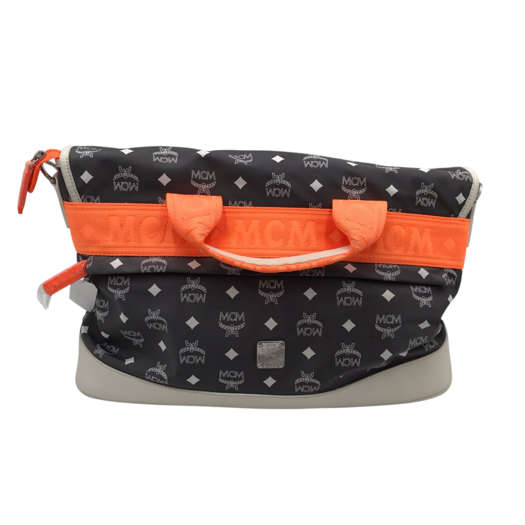 MCM NYLON CROSSBODY MESSENGER LUXE HANDBAG GREY/ORANGE
