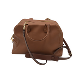 CAROLINA HERRERA "BLASON S" LEATHER w/2 STRAPS LUXE HANDBAG TAN