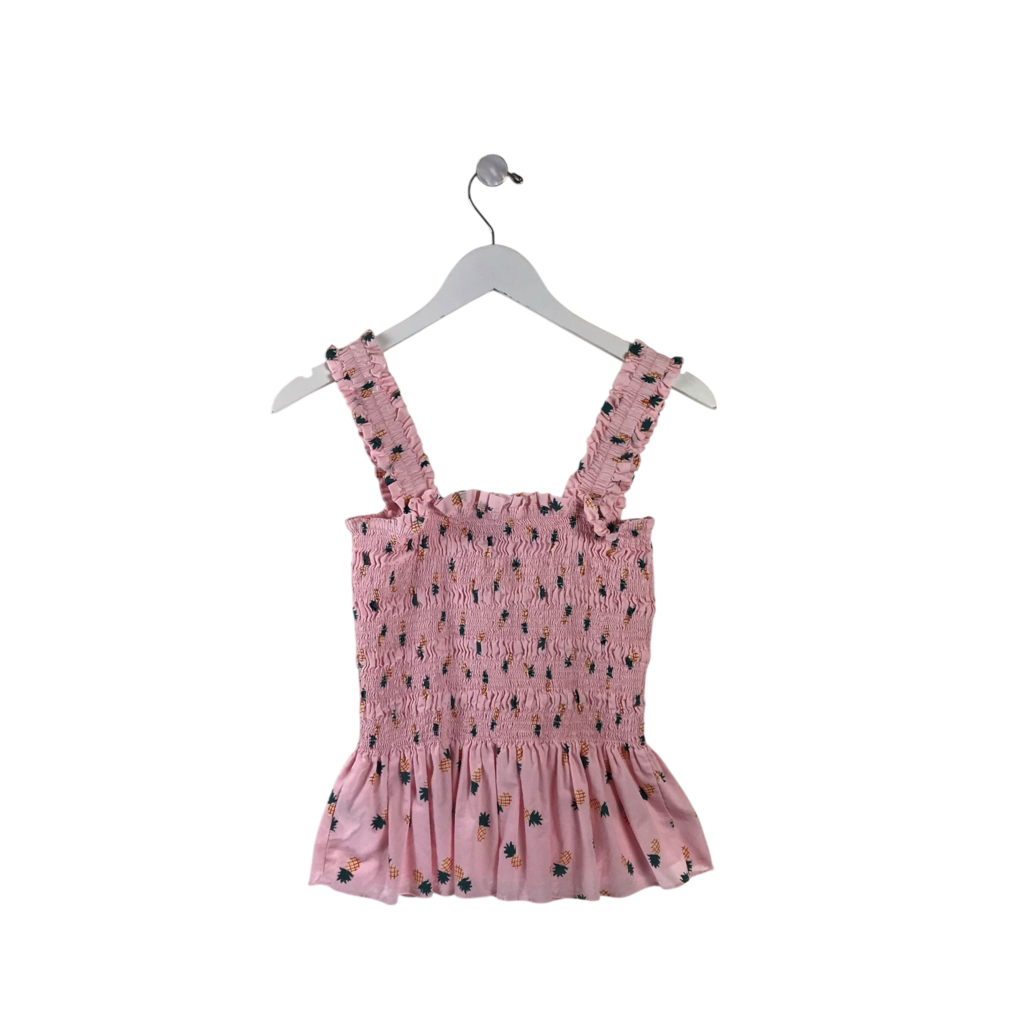 KATE SPADE ELASTIC SLEEVELESS DESIGNER TOP PINK GREEN SMALL