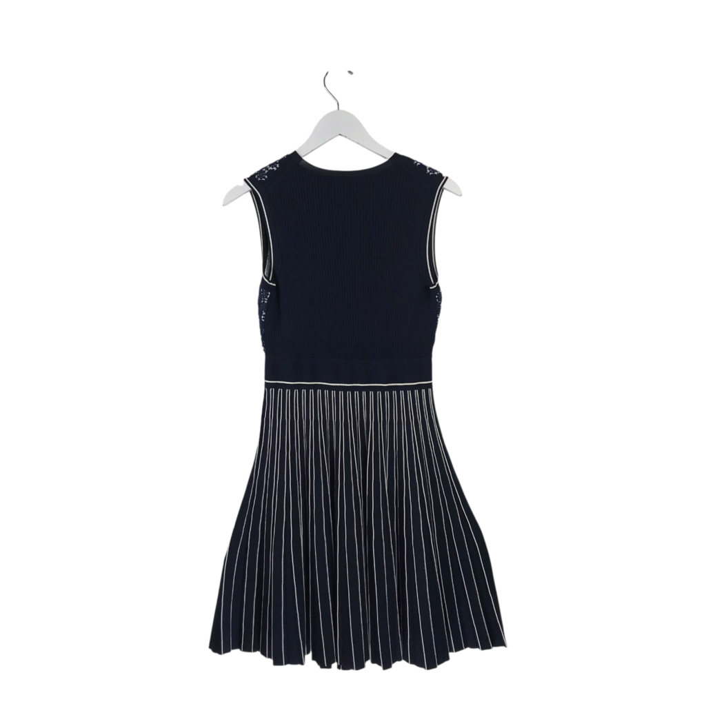 TORY BURCH STRIPE SLEEVELESS DESIGNER DRESS NAVY WHITE MEDIUM