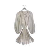 KOBI HALPERIN RET$398 BALLOON SLEEVE DESIGNER DRESS WHITE MEDIUM