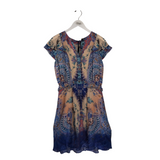 ETRO CAP SLEEVE DESIGNER DRESS PINK BLUE 6