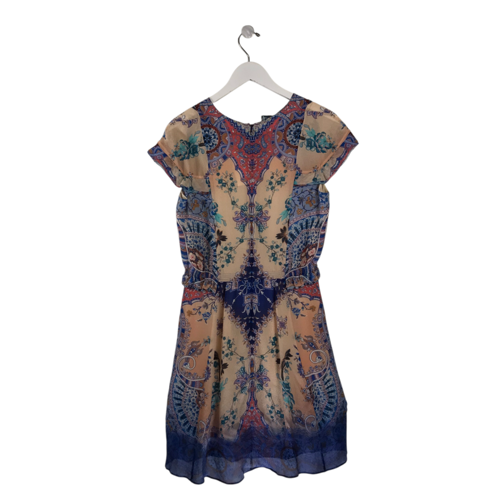 ETRO CAP SLEEVE DESIGNER DRESS PINK BLUE 6