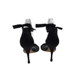 GUCCI SATIN PLEATED ANKLE STRAP PUMP LUXE SHOES BLACK 7.5