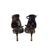 GUCCI FLORAL SATIN PLEATED ANKLE PUMP LUXE SHOES MULTICOLOR 7.5