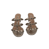VALENTINO ROCKSTUD CALFSKIN SLIDE SANDALS LUXE SHOES GOLD 38