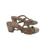 VALENTINO ROCKSTUD CALFSKIN SLIDE SANDALS LUXE SHOES GOLD 38