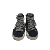 GOLDEN GOOSE RET$660 "FRANCY" SUEDE HI-TOP SHOES BLACK WHITE 6