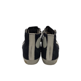 GOLDEN GOOSE RET$660 "FRANCY" SUEDE HI-TOP SHOES BLACK WHITE 6