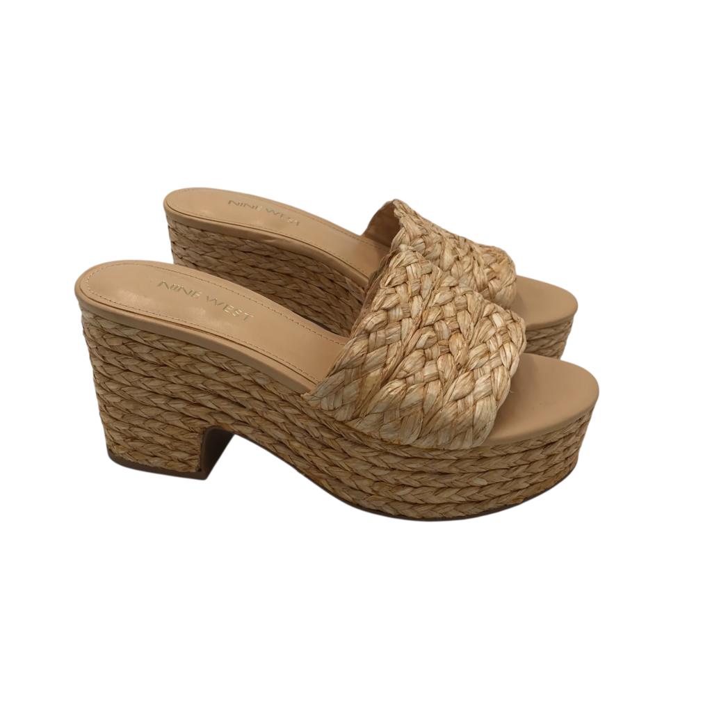 NINE WEST BLOCK HEEL SHOES TAN 7M