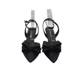 J. RENEE GLITTER BOW ANKLE STRAP HEEL SHOES BLACK 7M