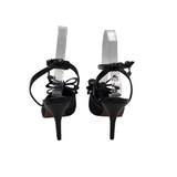 J. RENEE GLITTER BOW ANKLE STRAP HEEL SHOES BLACK 7M