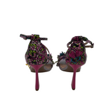 BETSEY JOHNSON ANKLE STRAP SANDAL HEEL BUTTERFLY APPLIQUE SHOES MULTI 6