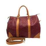 LAURA LAURETO LEATHER TRAVEL BAG LUGGAGE MAROON BROWN