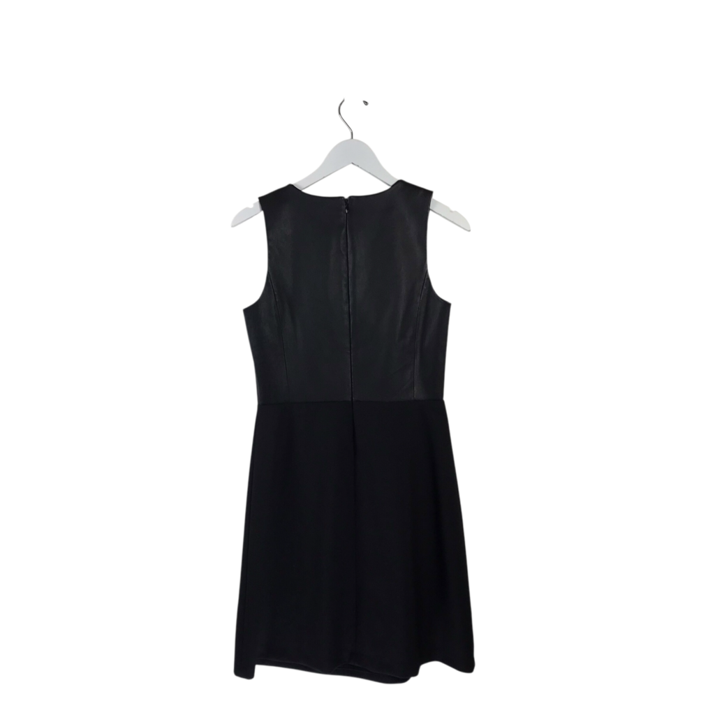THEORY LEATHER SLEEVELESS DESIGNER DRESS BLACK 6