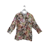 CHICO'S NWT FLORAL LONG SLEEVE TOP WHITE BLISH 3