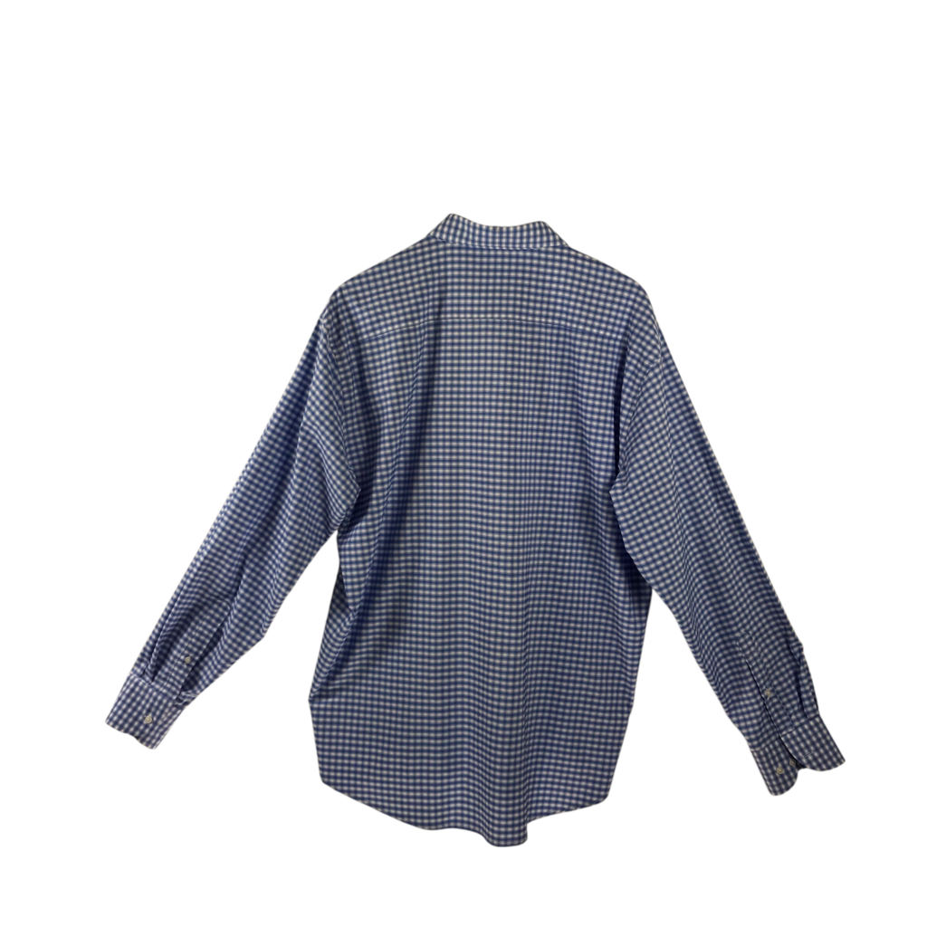 PETER MILLAR PLAID LONG SLEEVE MEN SHIRT WHITE BLUE XLARGE