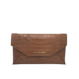 MICHAEL KORS CROC EMBOSSED CROSSBODY/CLUTCH HANDBAG BROWN