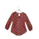 IVY JANE EMBROIDERED LONG SLEEVE TOP ORANGE BLUE SMALL