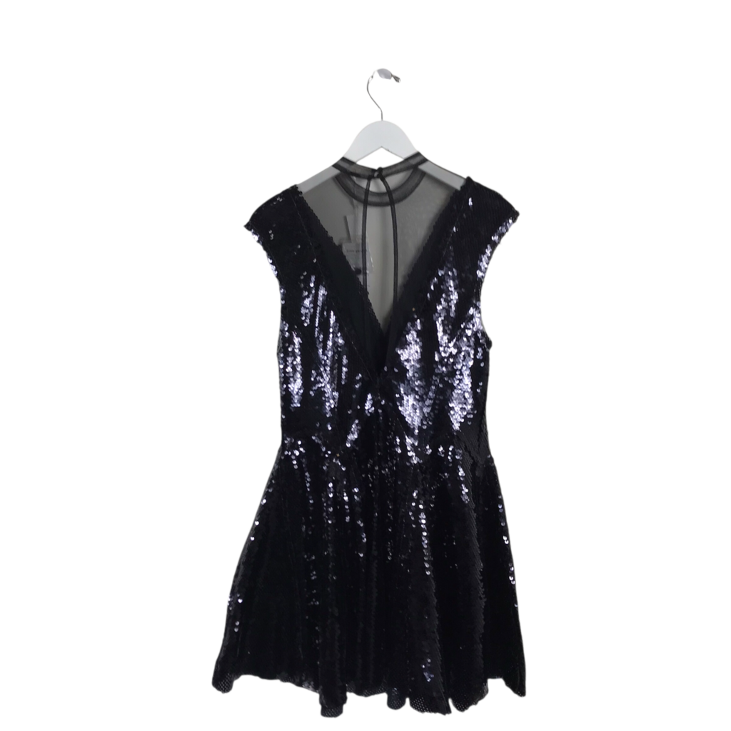FREE PEOPLE NWT$168 SEQUIN CAP SLEEVE DRESS BLACK SMALL