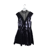 FREE PEOPLE NWT$168 SEQUIN CAP SLEEVE DRESS BLACK SMALL