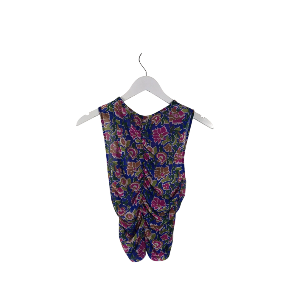 VERONICA BEARD RET$298 FLORAL SLEEVELESS DESIGNER TOP BLIE PURPLE 0