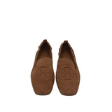 TORY BURCH SUEDE LOGO LOAFER SHOES BROWN 6.5