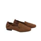 TORY BURCH SUEDE LOGO LOAFER SHOES BROWN 6.5