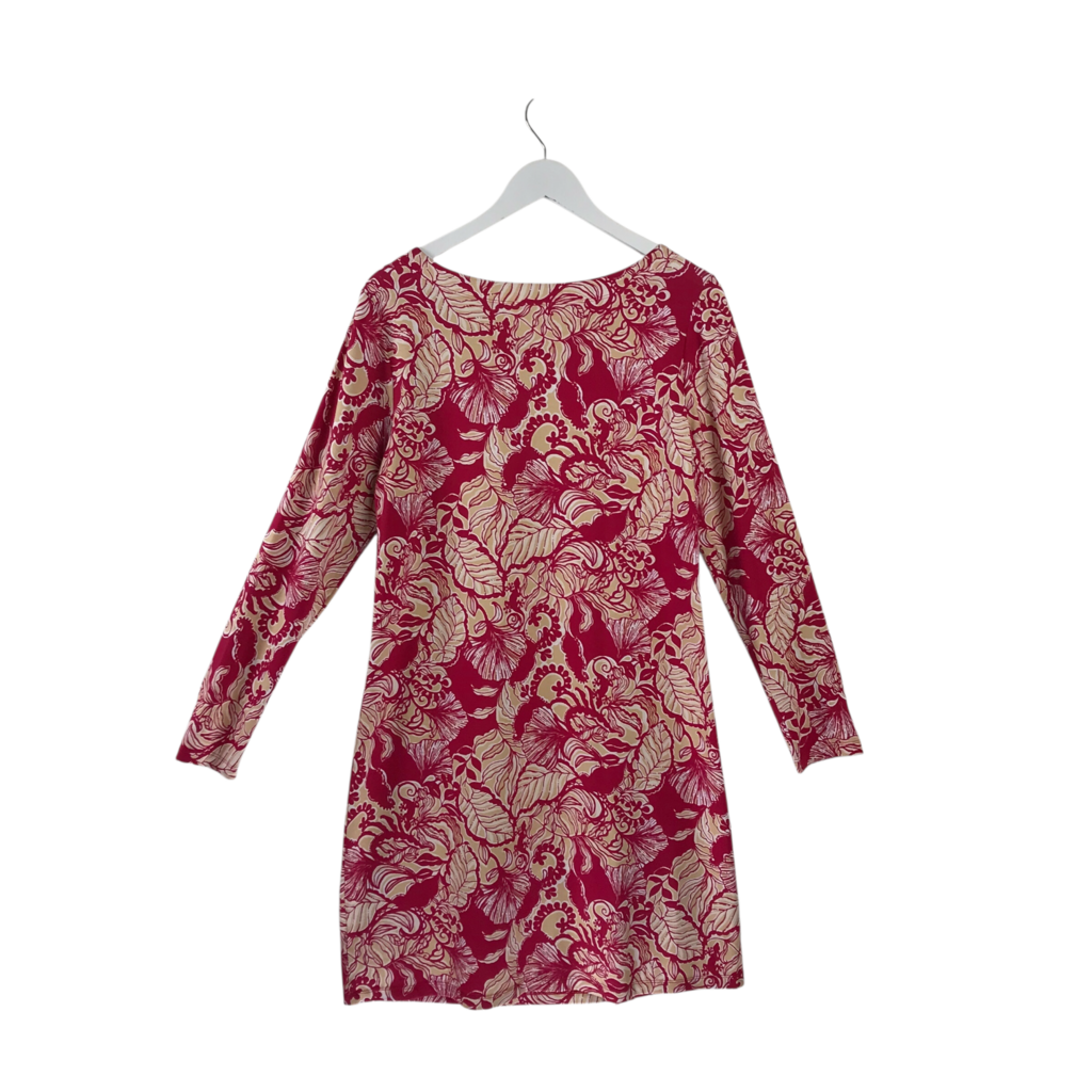 LILLY PULITZER LONG SLEEVE DESIGNER DRESS RED TAN LARGE
