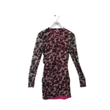 KENZO LONG SLEEVE MINI DESIGNER DRESS PINK GRAY SMALL