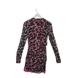 KENZO LONG SLEEVE MINI DESIGNER DRESS PINK GRAY SMALL