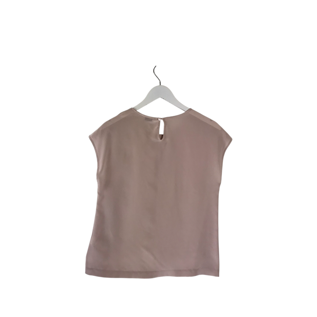 PESERICO NWT$475 SILK CAP SLEEVE DESIGNER TOP PINK SILVER 42