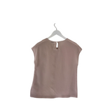 PESERICO NWT$475 SILK CAP SLEEVE DESIGNER TOP PINK SILVER 42