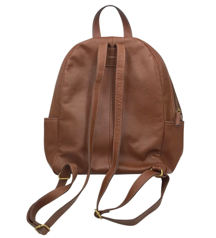 FOSSIL RET$350 LEATHER ZIP BACKPACK BROWN