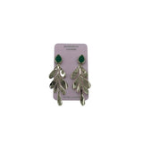 NWT$38 DANGLE EARRINGS GOLDTONE GREEN