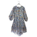 JOIE FLORAL LONG SLEEVE DESIGNER DRESS SKY ORANGE XSMALL
