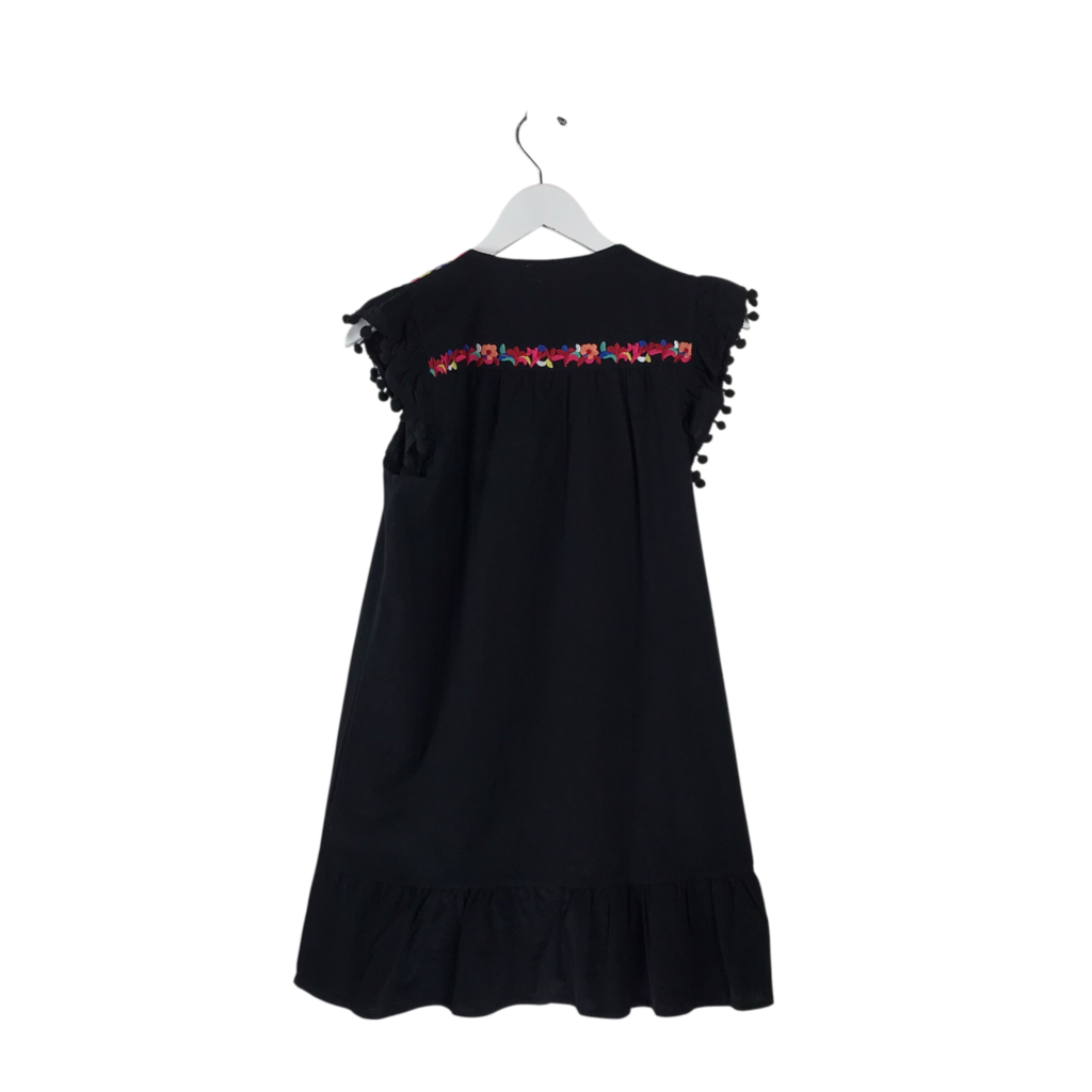 EMBROIDERED SLEEVELESS DRESS BLACK MULTI SMALL