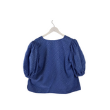 EMILY MCCARTHY RET$210 PRINT PUFF SLEEVE DESIGNER TOP BLUE LARGE