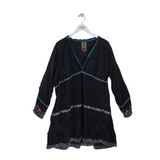 JOHNNY WAS TUNIC EMBROIDERED LONG SLEEVE DESIGNER TOP BLACK XXL