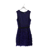 LELA ROSE TEXTURED SLEEVELESS DESIGNER DRESS BLACK INDIGO 12