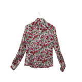 DOLCE & GABBANA FLORAL PRINT LONG SLEEVE LUXE BLOUSE WHITE MAGENTA 46