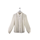 MAISON COMMON SILK-BLEND LONG SLEEVE DESIGNER BLOUSE WHITE 10
