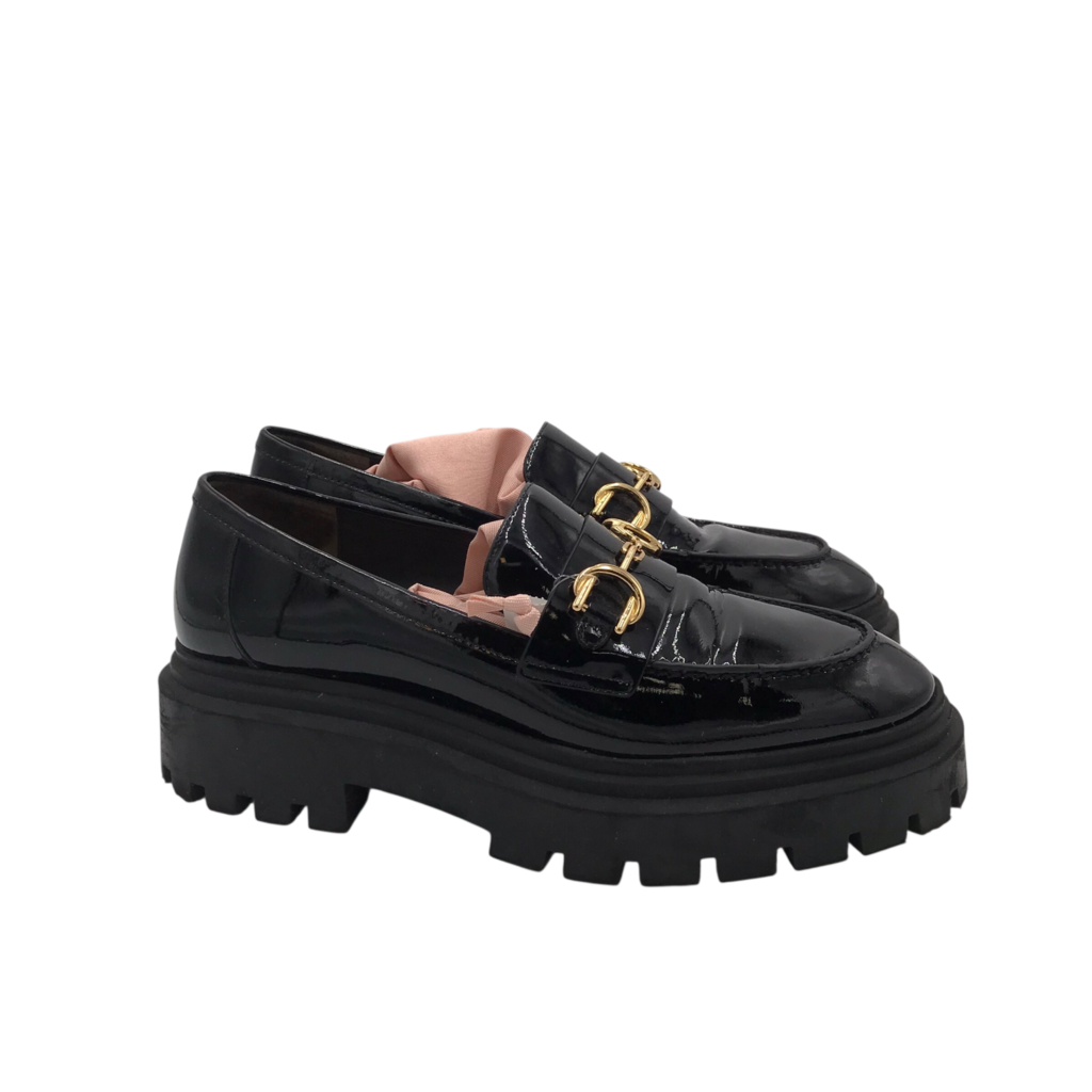 STUART WEITZMAN RET$525 PATENT LOAFER DESIGNER SHOES BLACK 8.5B