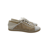 MICHAEL KORS LOGO SNEAKER ESPADRILLE CANVAS SHOES BEIGE CREAM 8.5