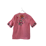 JOHNNY WAS EMBROIDERED DESIGNER TOP PINK RED SMALL