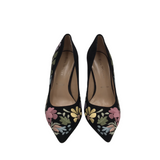 RON WHITE NWT$545 EMBROIDERED PUMP DESIGNER SHOES BLACK PINK 7