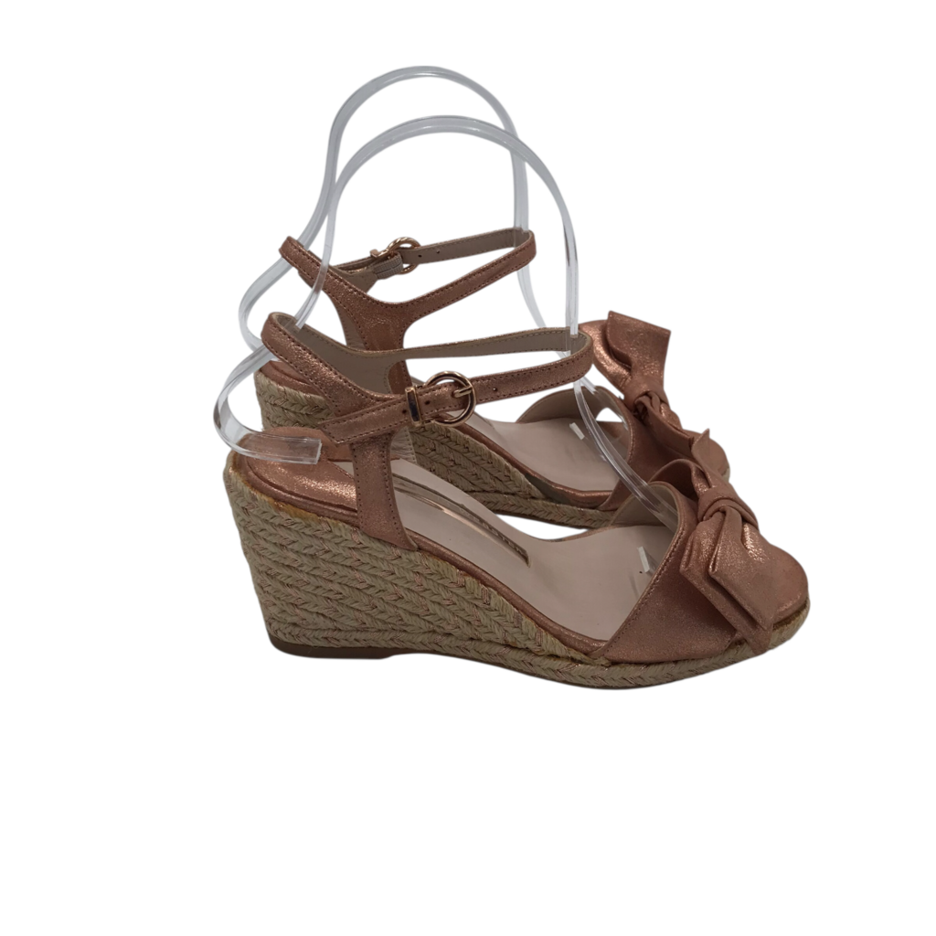 NWT$385 ESPADRILLE SANDAL DESIGNER SHOES ROSEGOLD 6.5